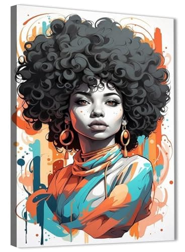 Skills Canvas Prints Modern Abstract Woman with Thick Afro Hair - Wall Art for Living Room, Bedroom, Office Decorations & More - 30cm x 40cm