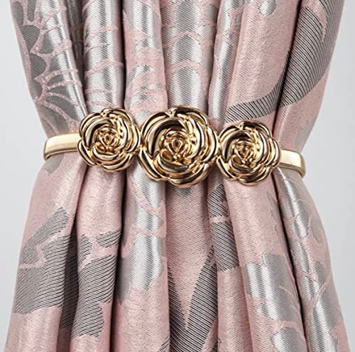 Luxury Metal Curtain Drabby Belt With Zipper Buckle Fits All Size for Diyomal Decoration (Style 2 Gold) Curtain swag holder