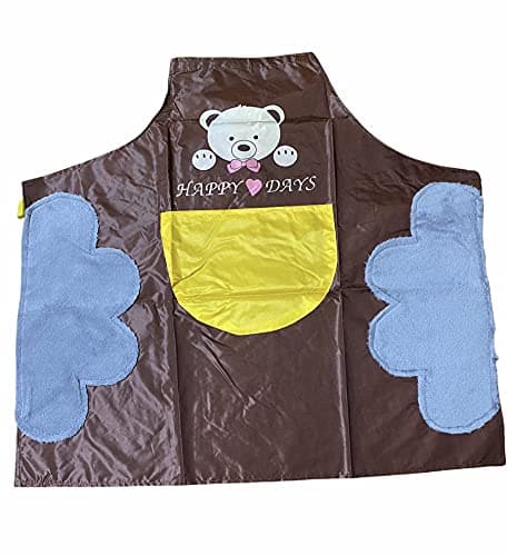 Waterproof Kitchen Apron with Pocket and Microfiber Towel Twin Sides - Brown
