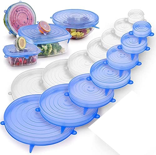 Jb export Microwave Safe Silicone Stretch Lids Reuseable Flexible Covers For Rectangle, Round, Square Bowls, Dishes, Plates, Cans, Jars, Glassware And Mugs Pack Of 6 Lids, Multi-Coloured Container lid