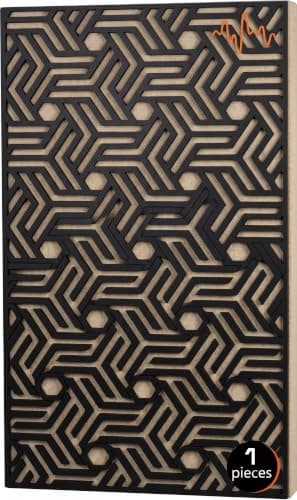 ACOUSTIC MOTION Acoustic Panels 5.5cm Thick120X60 cm Fiberglass+Wood Sound Proof-Bass Trap,Sound Absorbing,Diffusion decorative Panels INTERA design for Studios,Home Theater Ceiling,Wall,Black Insulation