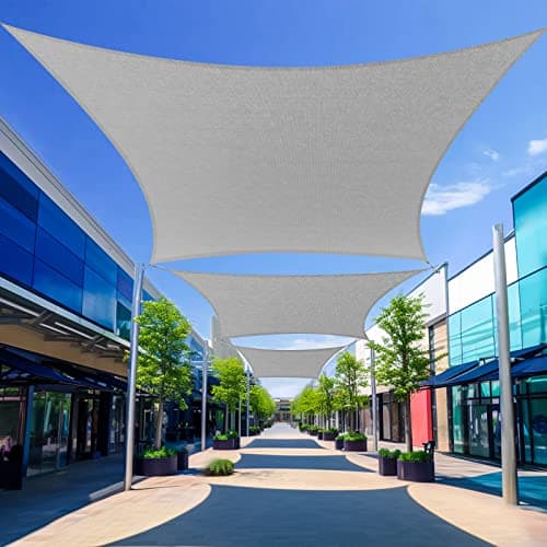 Shade&Beyond Sun Shade Sail 10'X10' Light Grey Rectangle 185GSM HDPE UV Block, Fade-Proof, Permeable, Fade & Tear Resistant for Patio, Lawn, Backyard, Pool