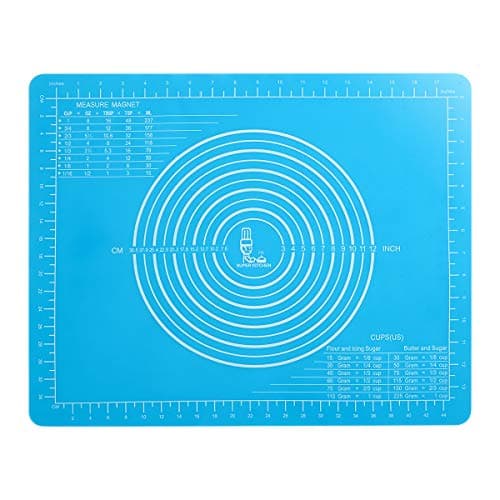 SUPER KITCHEN Non-Slip Silicone Pastry Mat with Measurements (50 × 40 cm) for Silicon Baking Mats, Non-Stick Dough Rolling Mat, Kneading/Place Mats, Fondant/Sugarcraft/Pie Crust Mat (Blue)