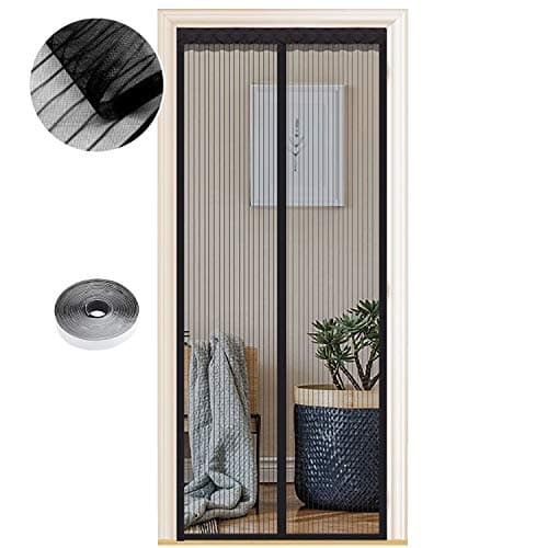 Meet Beauty Magnetic Fly Screen Door, 54 Sizes, 95 x 200cm, Anti Mosquito Mesh Curtain with Powerful Magnets, Insect Protection Door, Black Strips
