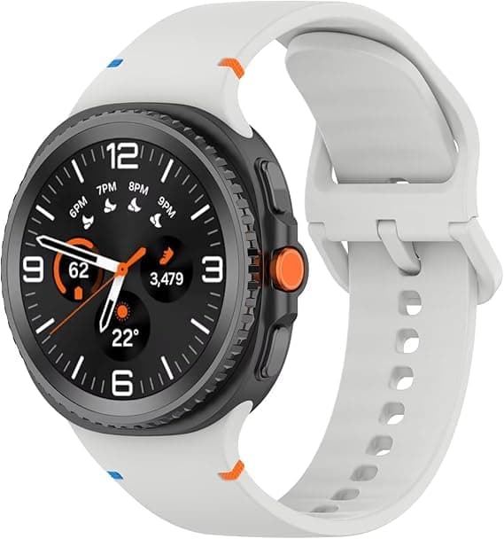 Sport Silicone Bands for Samsung Galaxy Watch 8 Band 40mm 44mm/8 Classic 46mm, One Click No Gap Soft Sport Waterproof Rubber Strap for Samsung Galaxy Watch 8 Classic Band 46mm