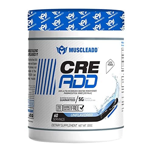 Muscle Add | CRE ADD | 5g Creatine Monohydrate| Dietary Supplement | Increases Muscle Mass | Ultra-Premium | 60 Servings | 300g | Unflavoured Nutritional supplement