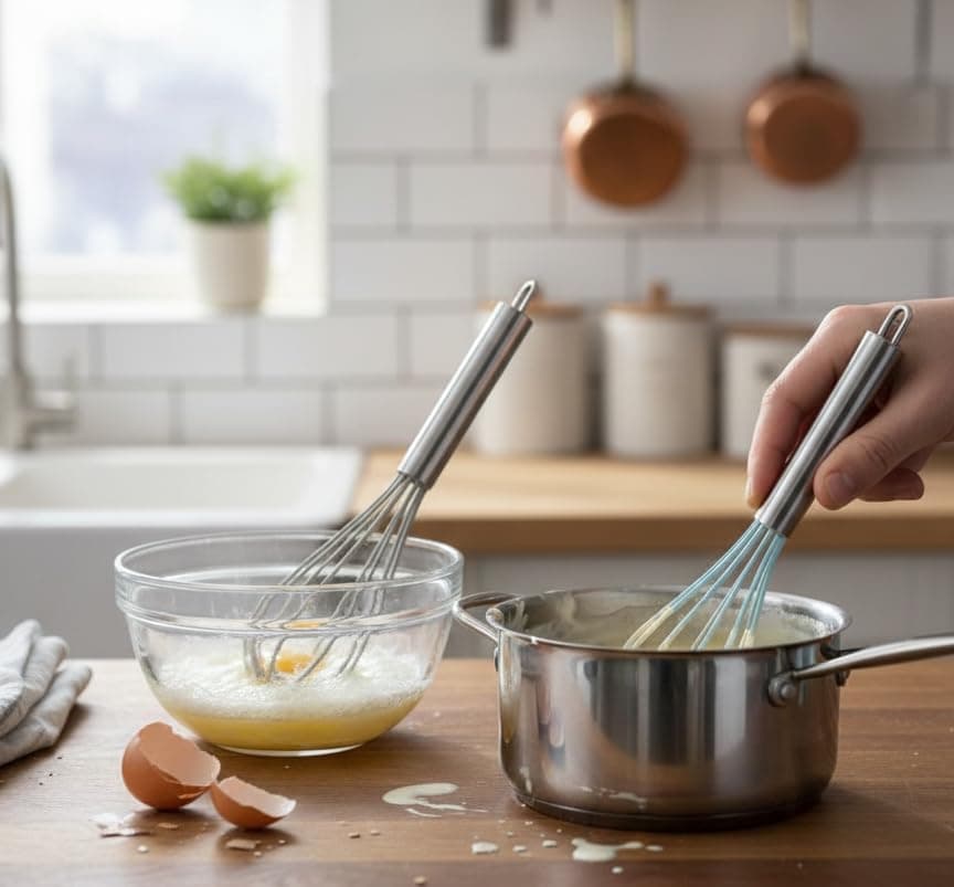 Generic Silicone Whisk Set, 2-Piece Kitchen Whisk with Stainless Steel Handles, Scratch-Safe Flexible Heads for Nonstick Cookware, Hanging Loop. Whisk utensil