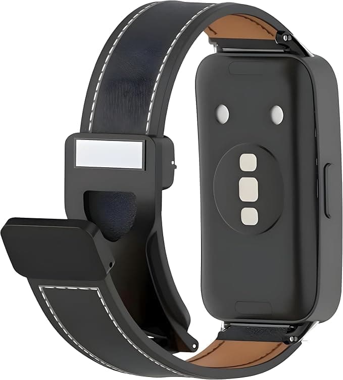 TopPrime Leather Magnetic Watch Band Compatible with Huawei Band 9/8, Fashion Leather Bands for Men Women, Adjustable Replacement Strap with Magnetic Buckle Compatible with Huawei Band 9/8