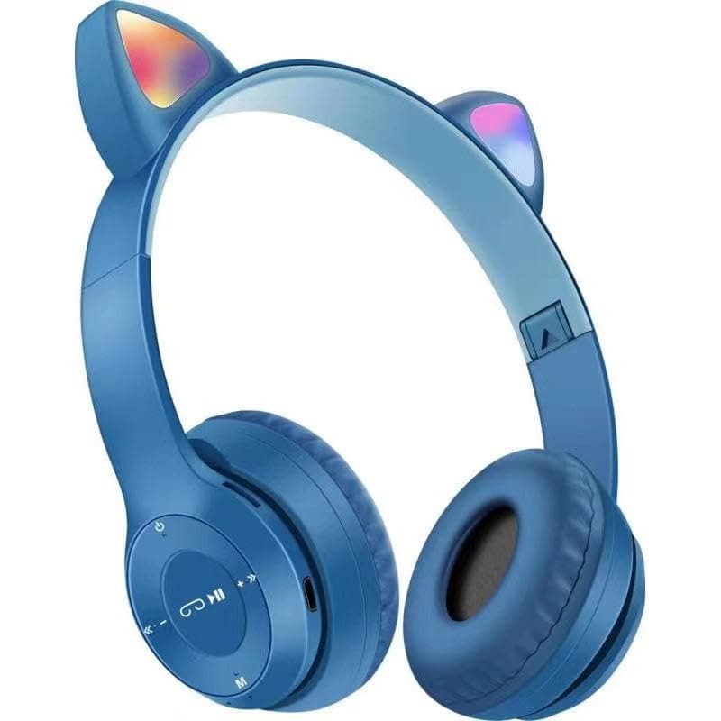 p47 Cat Wireless Gaming Headset LED Light Up Stereo Bluetooth Headset, for Kids and Adults (Petroleum) Headphones