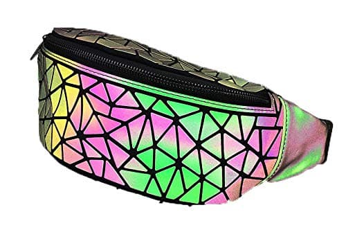 Ulalaza Geometric Luminous Tote Bag Holographich Purses and Handbags Flash Reflactive Crossbody Bag for Women