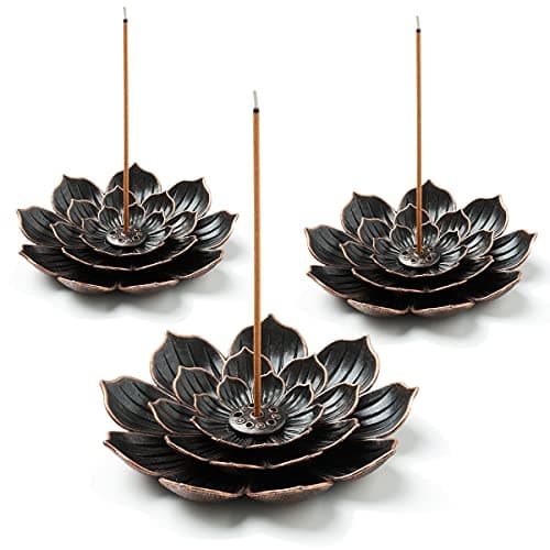 Brass Lotus Incense Holder, Incense Sticks Burner, Incense Ash Catcher, 3 Pack