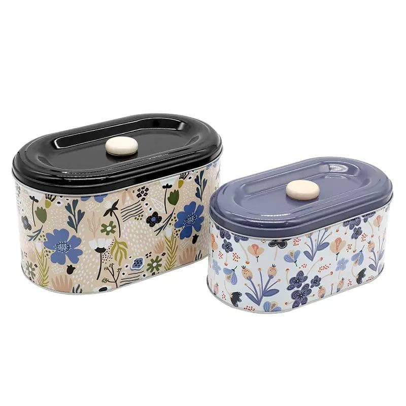 Generic Metal Storage Containers, Set of 2, for Biscuits, Snacks, and Pastries, with Lid, .soh
