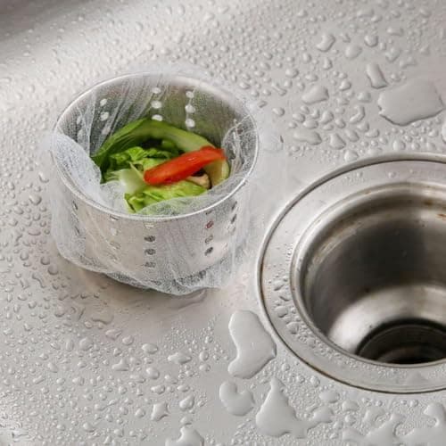100 Pieces Sink Strainer Filter Mesh Bags for Kitchen Sinks Disposable Food Scrap Collector and Drain Protector Mesh Bags Prevent Clogging and Blockages