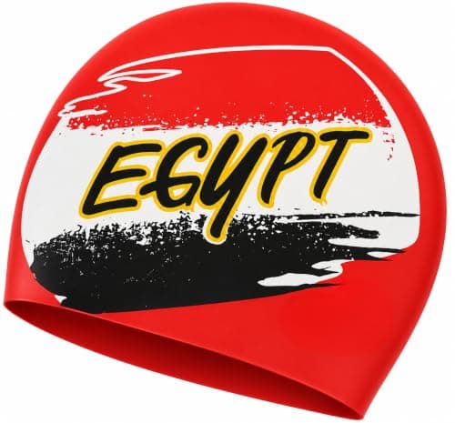 Egypt Flag Silicone Swim Cap – Durable, Comfortable, Unisex Swimming Cap with Egypt National Colors for Adults & Kids