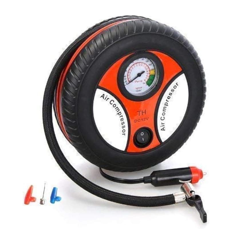 Portable Tire Inflator Compressor with Cigarette Lighter Plug, Nozzle Adapter Kit for Car, Motorcycle, Ball and More - KaberTrade Air compressor