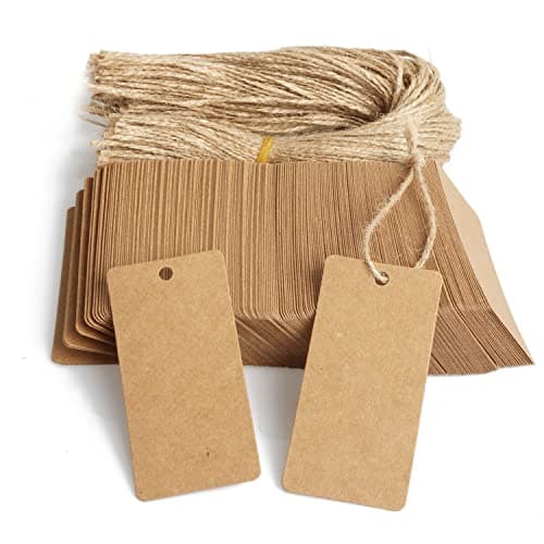 Laoban 200pcs Kraft Paper Gift Tags with String, Blank Gift Bags Tags, Price Tags,Marking Tags,Display Label for DIY Project,Gifts Arts and Crafts Wedding Holiday(Brown)