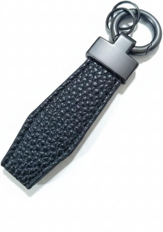 Car keychain and keychain suitable for car, motorcycles and family (leather and metal, black)