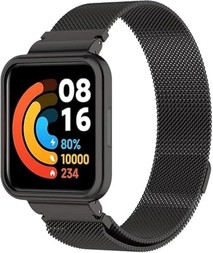 ELMO3EZZ Milanese Magnetic Metal Band Compatible with Xiaomi Redmi Watch 2 Lite, Magnetic Stainless Steel Mesh Replacement Bands for Redmi Watch 2 Lite