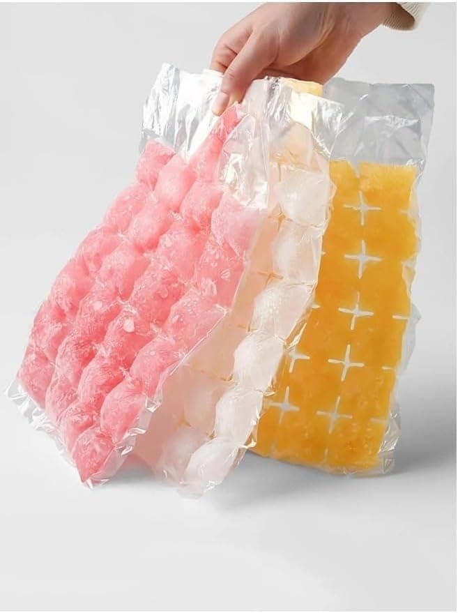 Disposable Ice Cube Bags for Freezing Juices and Liquids 10 Pack 240 Cubes Total Space Saving Design for Home Freezer and Outdoor Coolers Clear Food storage bag