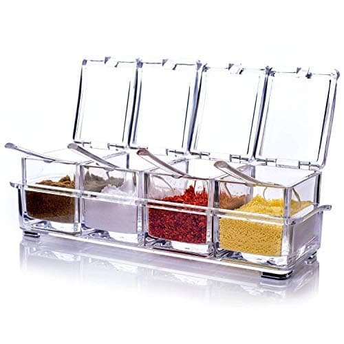 Yorten Crystal Seasoning Acrylic Box Pepper Salt Spice Rack Cooking Tools for Kitchen,