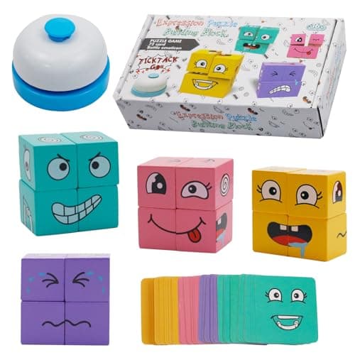 GD HUA 3D Puzzle Face-Changing Magic Cube, Wooden Expression Toy Cube Puzzle,