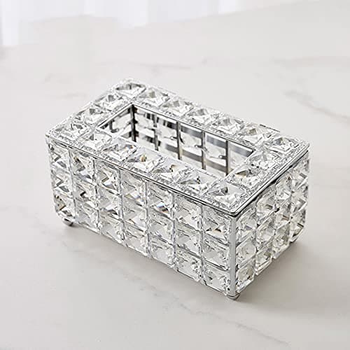 Chlql1 Light Luxury Tissue Box Crystal Cube Napkin Modern Creative Crystal Tissue Box Bedroom Office Hotel Decoration Family Living Room Decoration Opening Gift Mom Gift (Color : Silver) Facial tissue holder