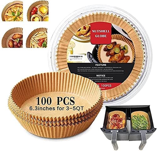 100pcs Air fryer liners | Nonstick Air Fryer Disposable Paper Liner | Round Shape Air Fryer Parchment Paper Liners | Oil & Water-Proof Air Fryer Liners Disposable | Air Fryer Accessories Microwave