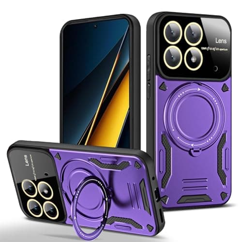 GOLDEN MASK For Xiaomi Poco X6 Pro/Redmi K70E Camera Lens Camera Protection Supports Wireless Charging With Magnetic Ringe (Purple) Cellular phone case