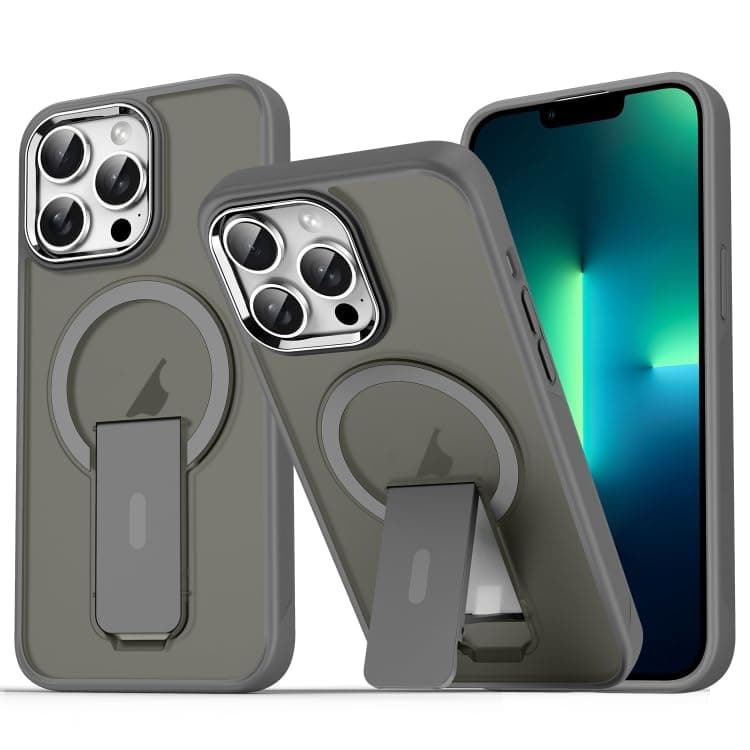 Case Magnetic Stand [Compatible with iPhone 12 Pro Max][Military Drop Protection] Shockproof Invisible Kickstand Matte For Case Men Women (Gray) Cellular phone case