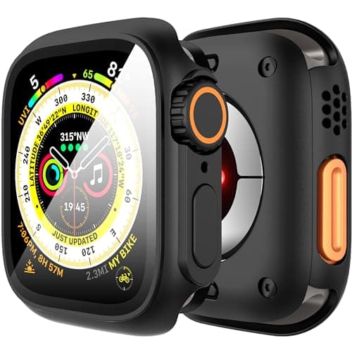 Suoman for Apple Watch Series 8/7/6/5/4/Series SE 2 45mm Screen Protector Case, [ Looks Like Ultra Protector Case ] Front and Rear Cover Protector Case for iWatch 45mm (Black for iWatch 45mm)