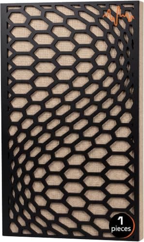 ACOUSTIC MOTION Acoustic Panels 5.5cm Thick120X60 cm Fiberglass+Wood Sound Proof-Bass Trap,Sound Absorbing,Diffusion decorative Panels HIVORA design for Studios,Home Theater Ceiling,Wall,Black