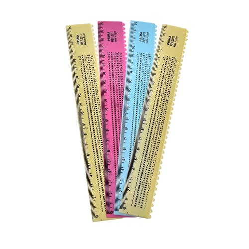 Prima Plastic Ruler Set Of 4 Pieces 20 CM Ruler Time Table Design - Multicolor
