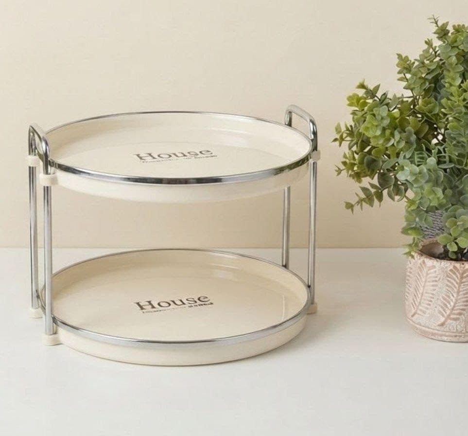 Generic 2-Tier Round Acrylic Organizer/Stand, For organizing creams and cosmetics, Suitable for displaying fruit and sweets, Very stylish in the bathroom, kitchen, High-quality imported product, .db