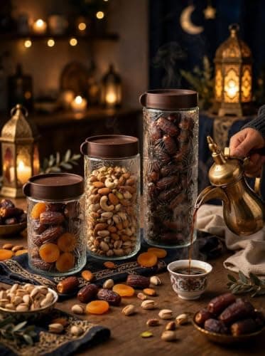 Generic Glass jar set,Tight brown lid with a practical pouring spout for coffee and spices,3 different sizes,Suitable for sugar, coffee, pasta, nuts, and spices, .ho