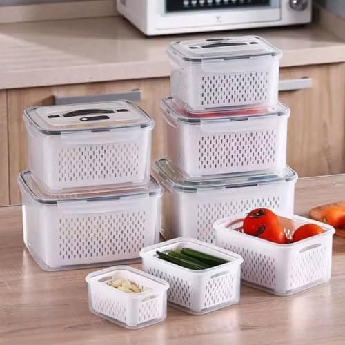 11-Piece Rectangular Food Storage Container Set for Marinating Vegetables