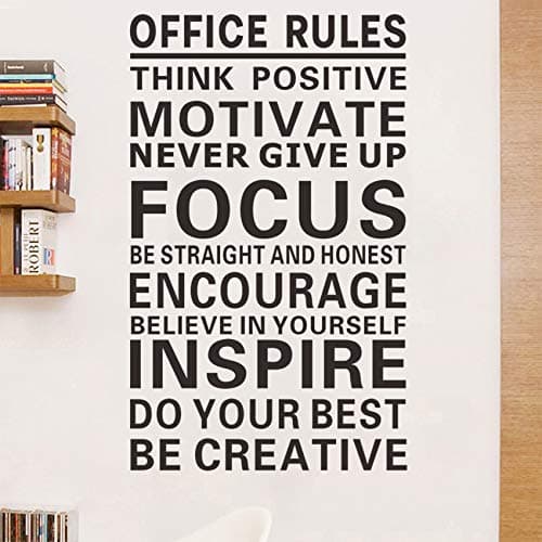 thovorrnl Office Rules Wall Decal Vinyl Wall Stickers Removable Wall Decor Art DIY Inspirational Quotes Sticker Mural for Office Bedroom Home Decoration Wallpaper