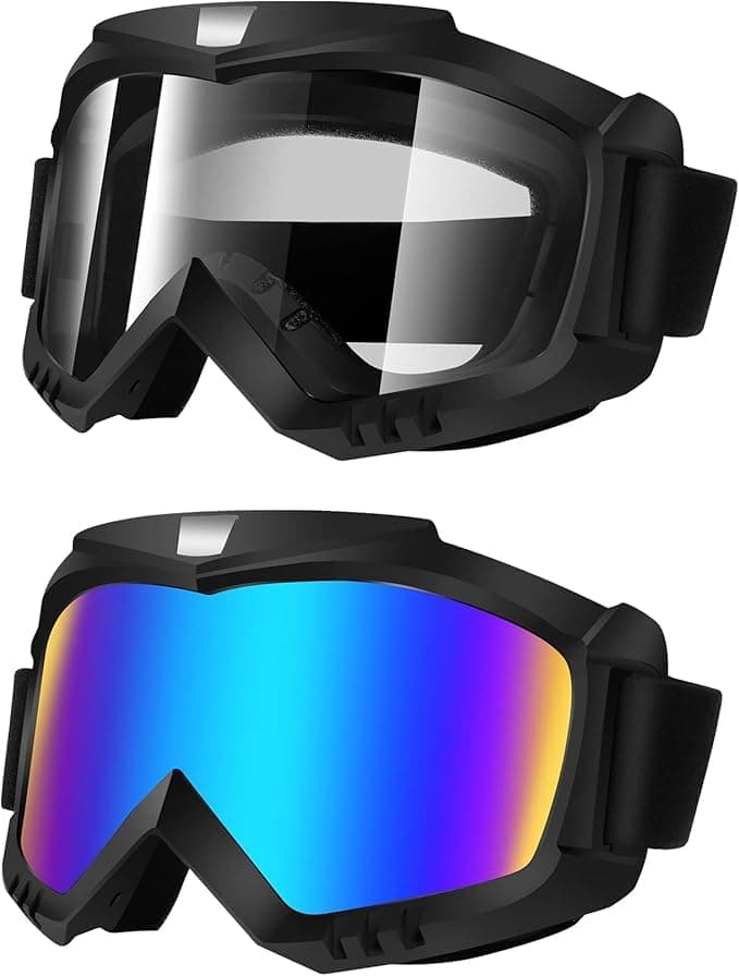 Set of 2 Glasses for Driving Motorcycle Cycling Riding Skiing - 1 Piece Clear Lens Color and 7 Lens Color - sa car