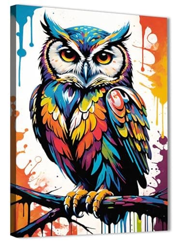 Skills Owl Canvas Wall Art - Modern Art - Colorful and Bold - Wall Art for Living Room, Bedroom, Office Decorations & More - Size 30cm x 40cm