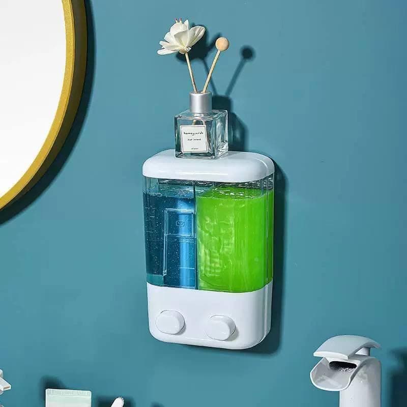 Double Wall Mounted Soap Dispenser for Bathroom Kitchen Shampoo Shower Gel