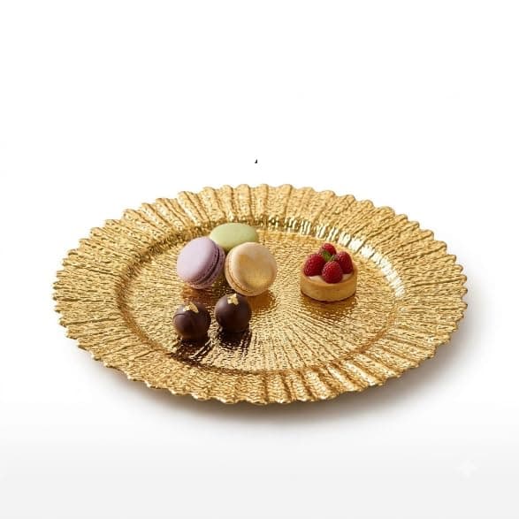 Gold Round Plastic Serving Tray, Elegant Decorative Plate for Tables, Hospitality Serving Tray, Perfume Accessories Organizer, Practical Round Design for Home, Living Room, Dining