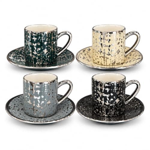 Al-Kholoud Ek-718 Porcelain Coffee Set of 12 Pieces Fine Porcelain for Authentic Arabic Turkish Serving and Daily Enjoyment Home