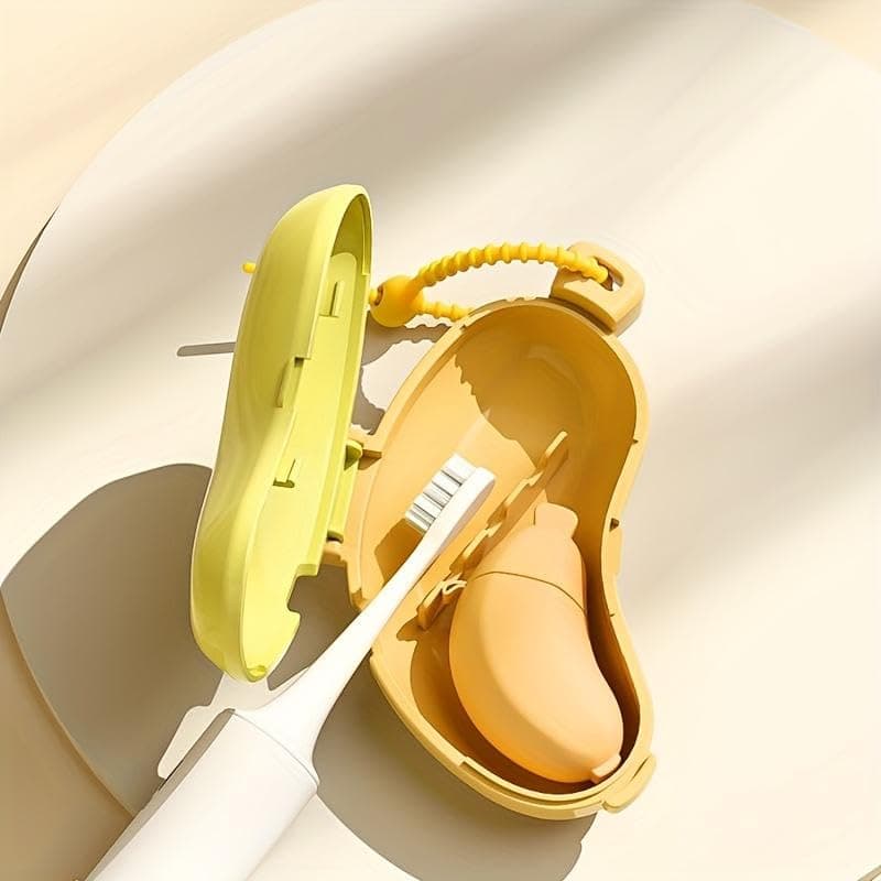 The new banana-shaped toothbrush holder set - practical and cute at the sametime! The set includes: Toothbrush case Toothpaste dispenser set - Banana style silicone holder with toothbrush storage for