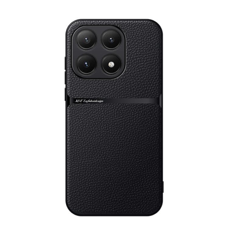 Case For(Compatible With Xiaomi 15T) Litchi Leather Magnetic Full Coverage Shockproof Pho Premium Leather TPU Silicone Hybrid Texture Is Non-Slip And Shockproof Phone Case Cover (Black)