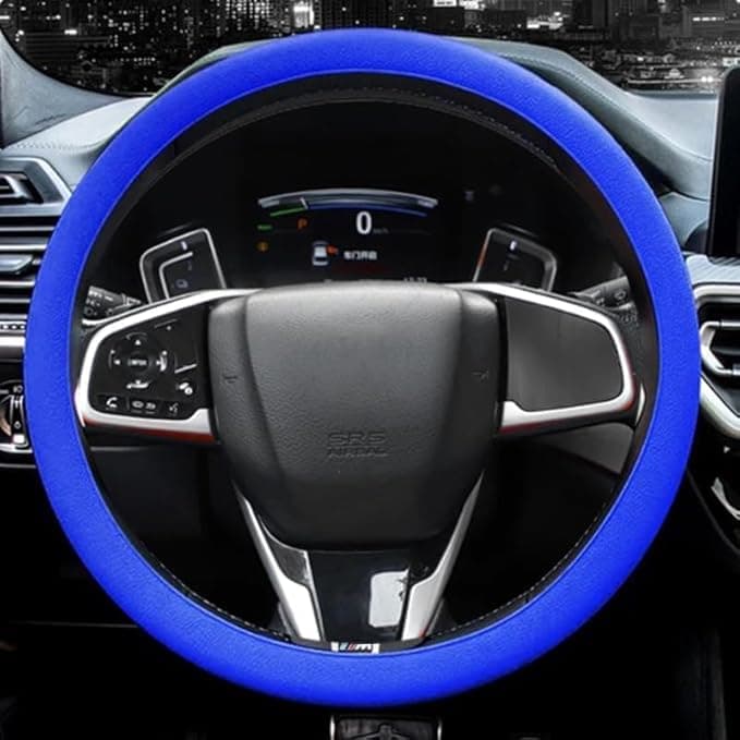 Steering Wheel Steering Wheel Cover, Silicone Rubber Flexible Cover, Anti-Slip, Soft and Comfortable Touch, Suitable for All Cars, Blue