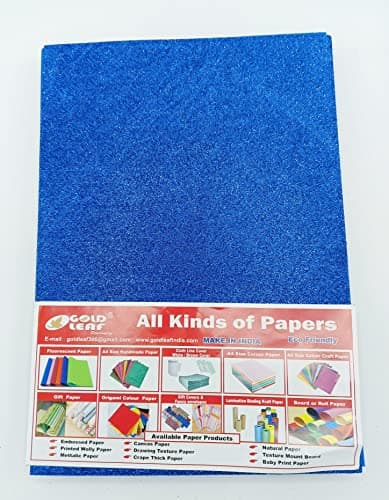 GOLD LEAF Glitter EVA Foam Sheets For Art And Craft Work Decoration, Scrap booking Paper A4 Sparkles Gift Wrapping Foam Sheet(Pack OF 10 Sheets) (Blue) Art media paper