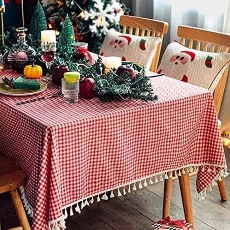 Generic Cotton Plaid Dining Tablecloth,A stunning tablecloth for 6- to 8-seater dining tables,It is also perfect for outings—easily fits in your bag without taking up much space, 200 cm x 150 cm, .flo