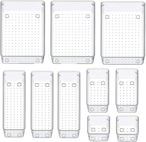 Circle M Drawer Organizer Set 10-Piece Plastic Trays Model-2 for Storage