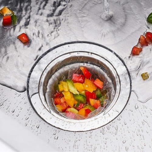 100 Pcs Kitchen Sink Strainer Filter Bags Disposable Mesh Bags for Sink Drain to Collect Food Waste Scraps and Prevent Clogging in Plumbing Systems.