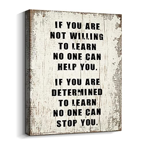 Determined to Learn Motivational Wall Art Zig Ziglar Inspirational Sayings Poster Positive Quotes Wall Decor for School Classroom Library Dorm Home Office Decoration Encouragement Gifts Framed 12x16