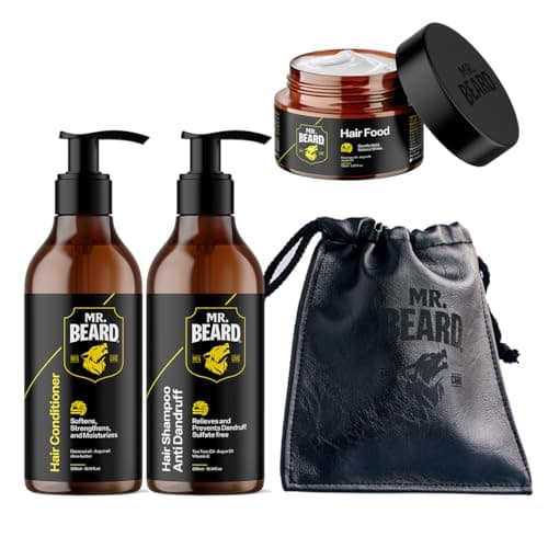 Mr. Beard Hair Rescue Bundle for Men – Anti-Dandruff Shampoo, Deep Conditioner & Hair Food Cream – Complete 3-Step Repair & Growth Set – Strengthens, Hydrates & Restores Hair cleaner conditioner
